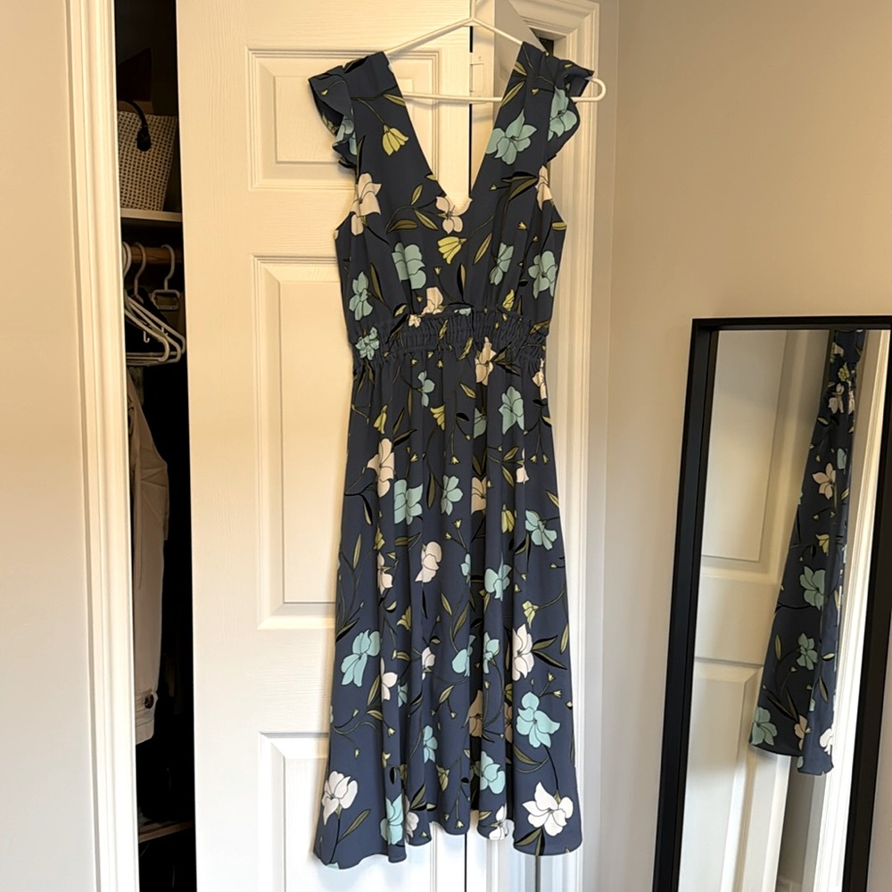 Flutter Sleeve Blue Floral Dress